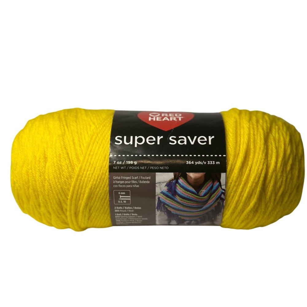 NWT Red Heart 100% Acrylic Yarn Bright Yellow Skein for Crochet, Knitting Crafts